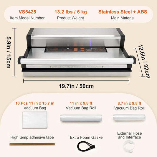 Vacuum Sealer Machine 90Kpa - Automatic Food Saver with Cutter & Hose for Dry/Moist Foods
